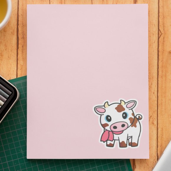 5/$15 Cow Sticker, Illustrated Kawaii Cow Decal, Cute Animal Stickers, Vinyl - Picture 3 of 4